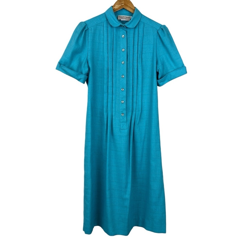 Vintage 1960s Schrader Sport Petite Womens Blue Dress Size 12 Petite - Picture 5 of 7